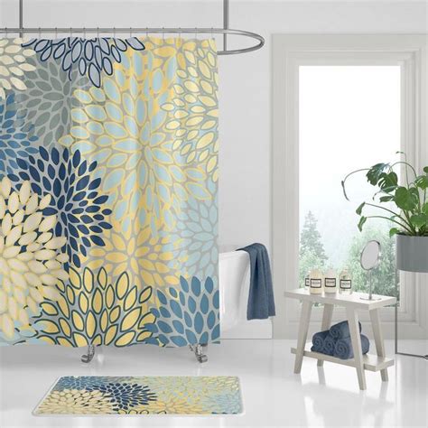 blue grey yellow shower curtain|blue yellow gray shower curtain.